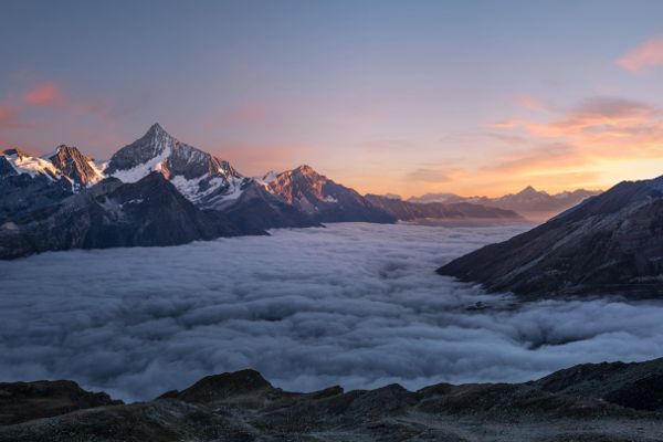 Mountain peaks at dawn